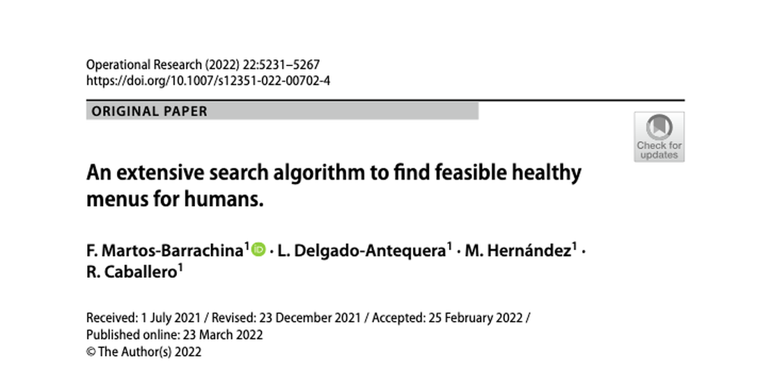 An extensive search algorithm to find feasible healthy menus for humans.