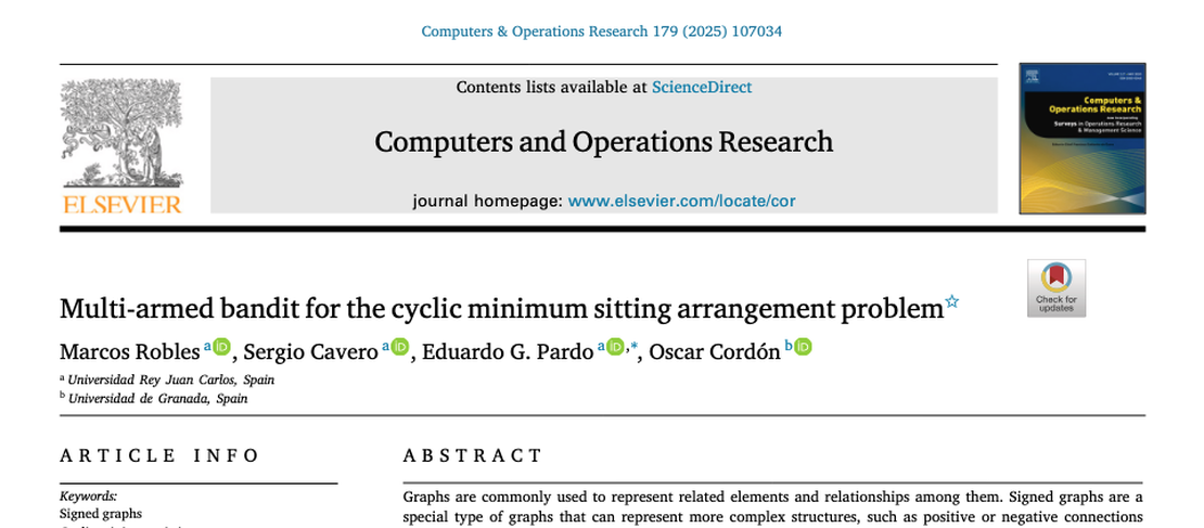 Multi-armed bandit for the cyclic minimum sitting arrangement problem